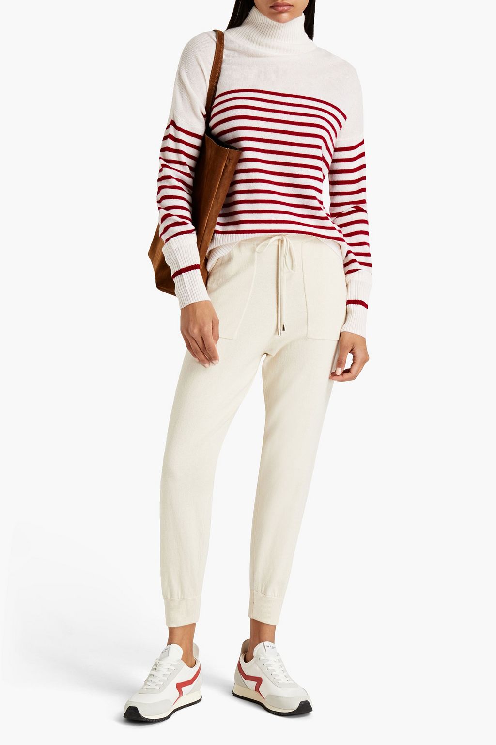 AUTUMN CASHMERE Striped cashmere turtleneck sweater