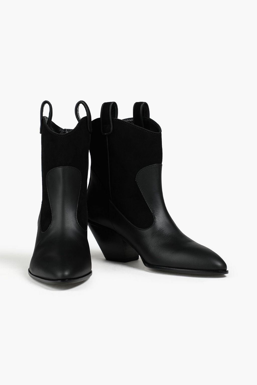 GIUSEPPE ZANOTTI حذاء بوت بطول  الكاحل من الجلد السويدي بحواف من الجلد اللامع