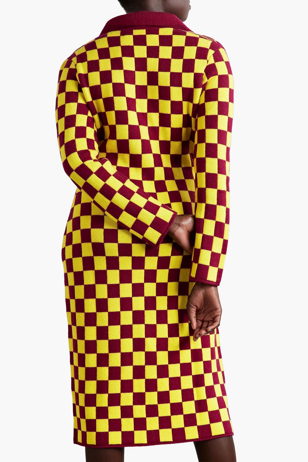 THE ELDER STATESMAN Kariertes Midikleid aus Jacquard-Strick aus einer Woll-Kaschmirmischung