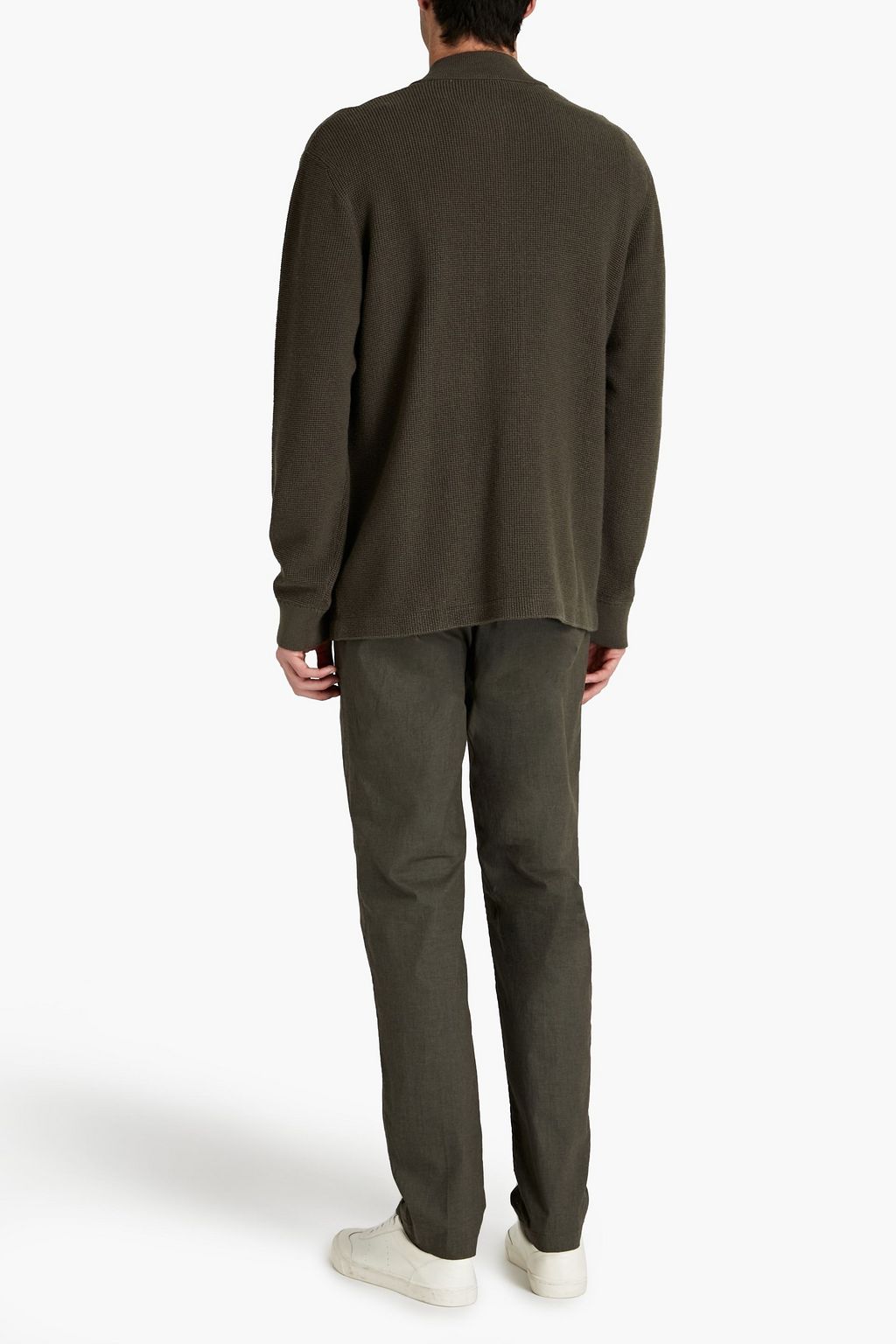 JAMES PERSE Waffle-knit cotton and cashmere-blend zip-up sweater
