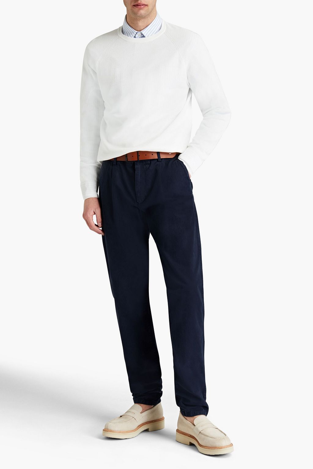 ASPESI Pleated cotton-gabardine chinos