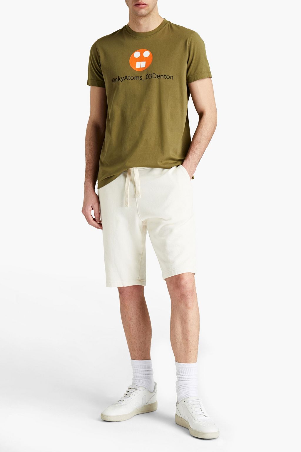ASPESI Printed French cotton-terry shorts