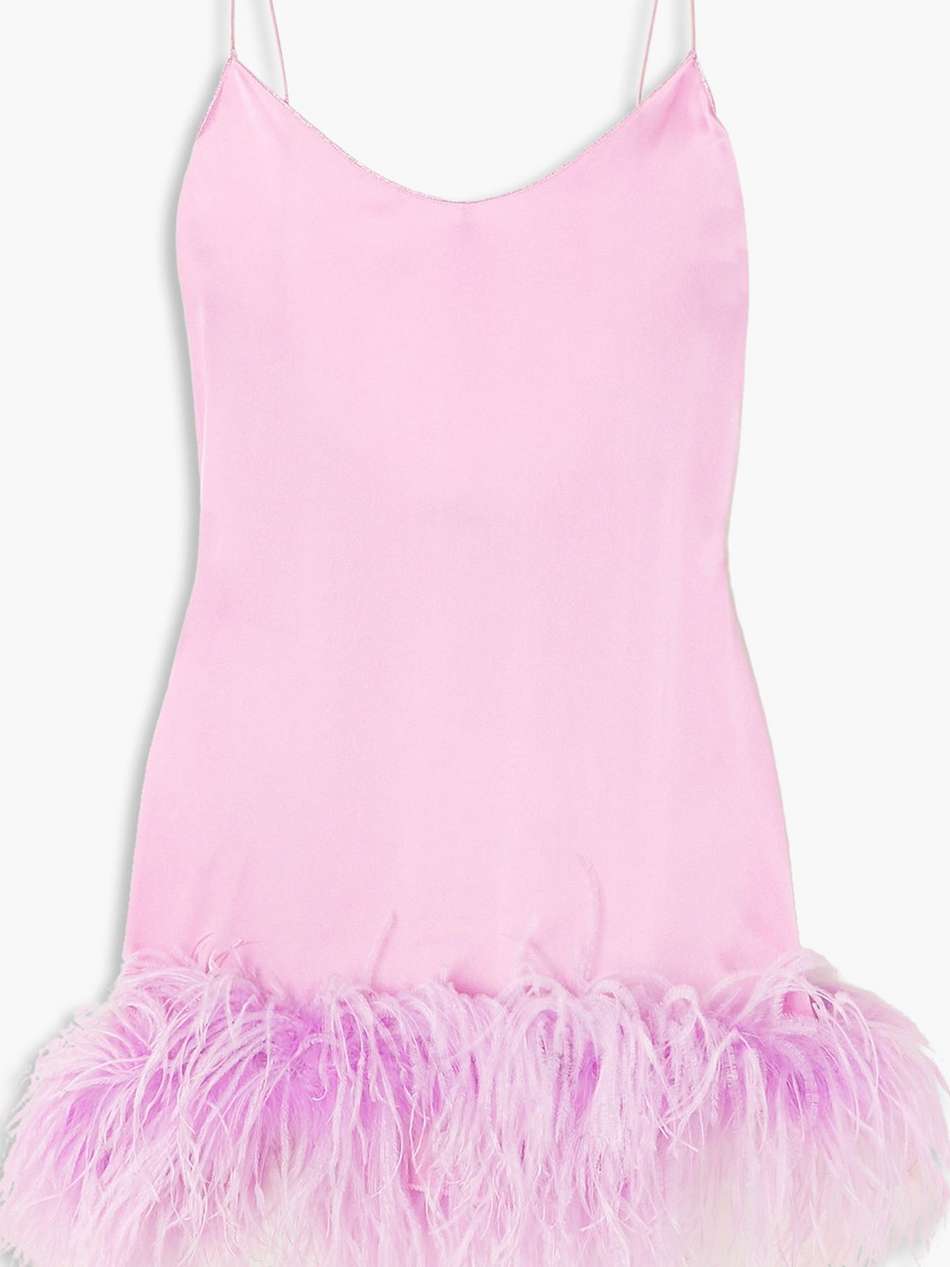 feather-trimmed duchesse-satin mini dress