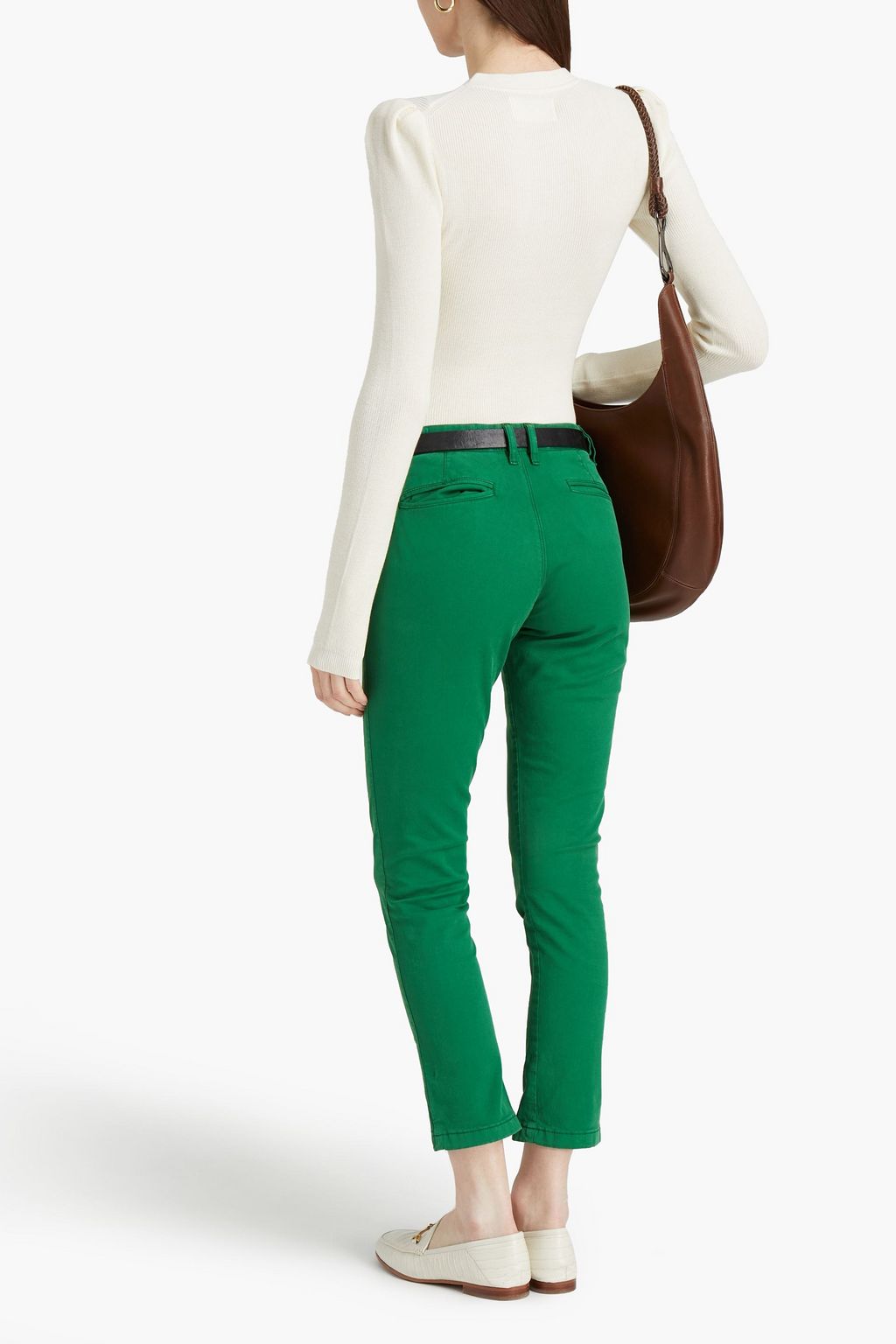 BA&SH Cropped cotton-blend gabardine slim-leg pants