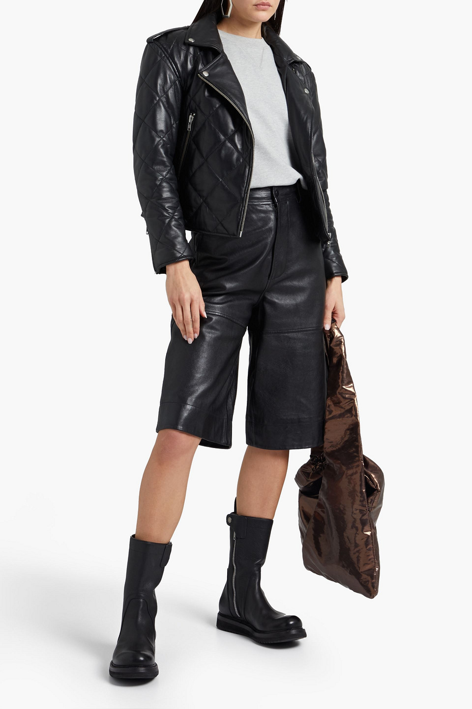 Muubaa Admiral Quilted Leather Biker Jacket In Black