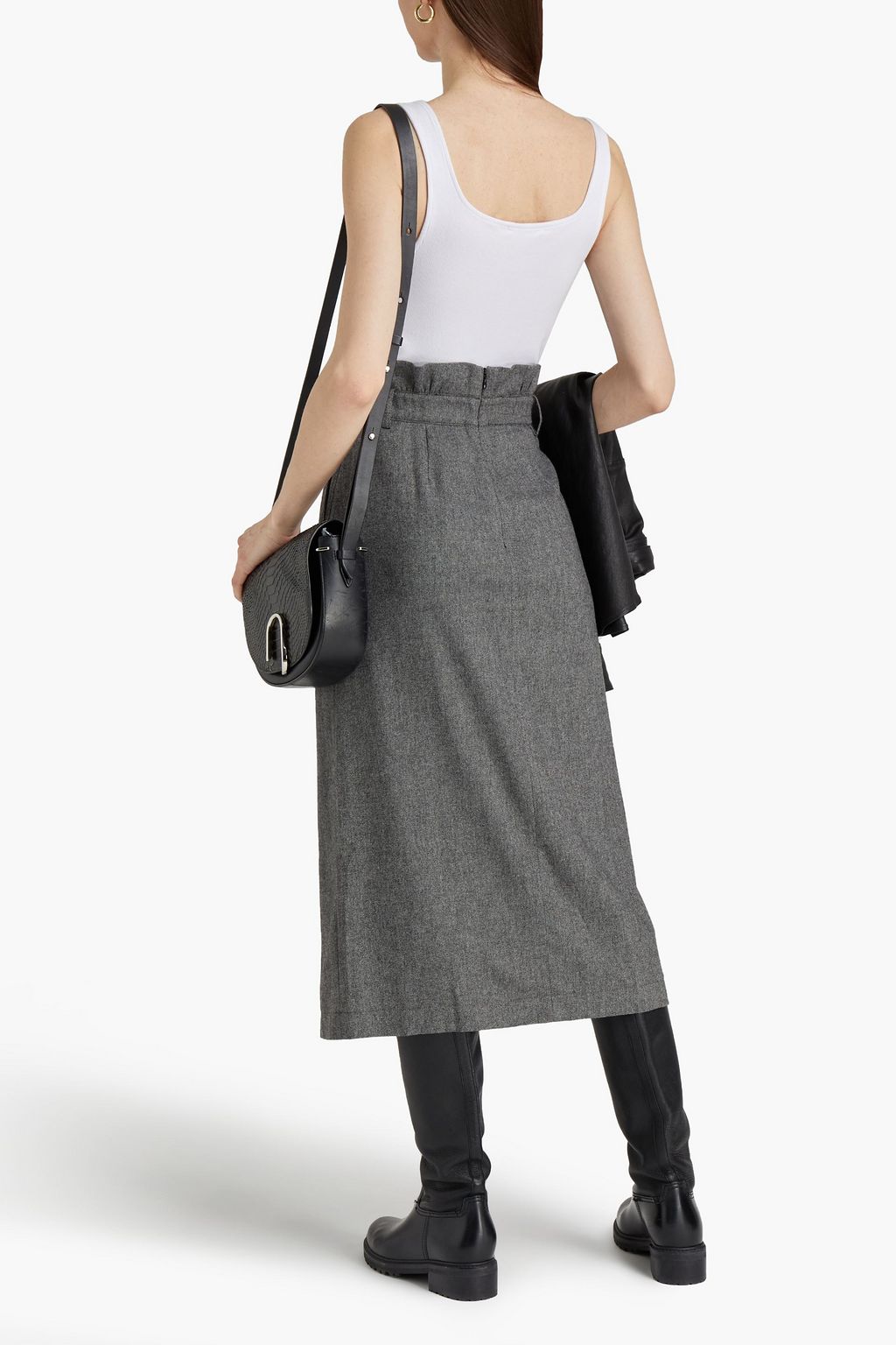 BA&SH Cohle button-detailed flannel midi skirt