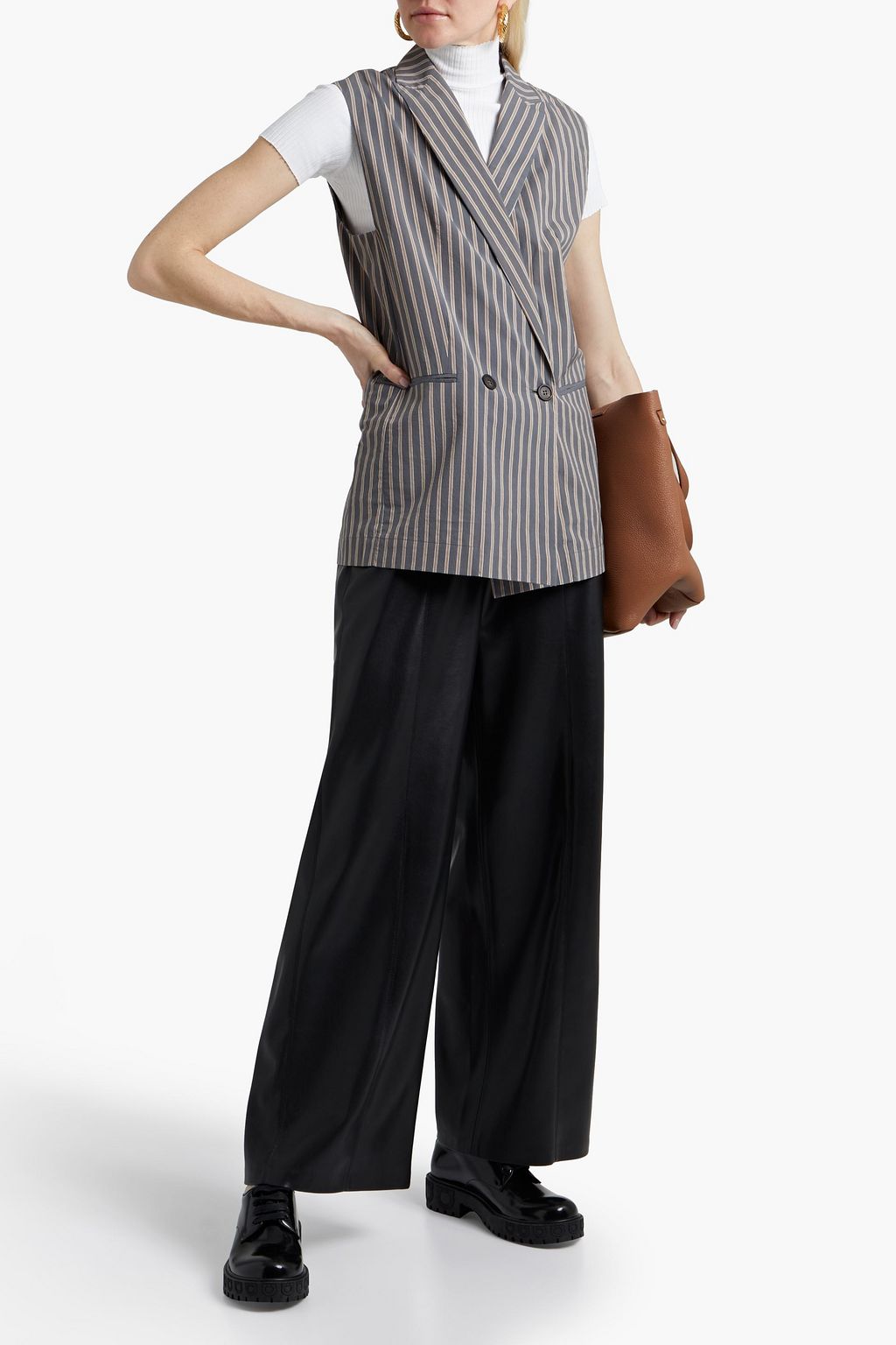 BRUNELLO CUCINELLI Striped cotton-blend vest
