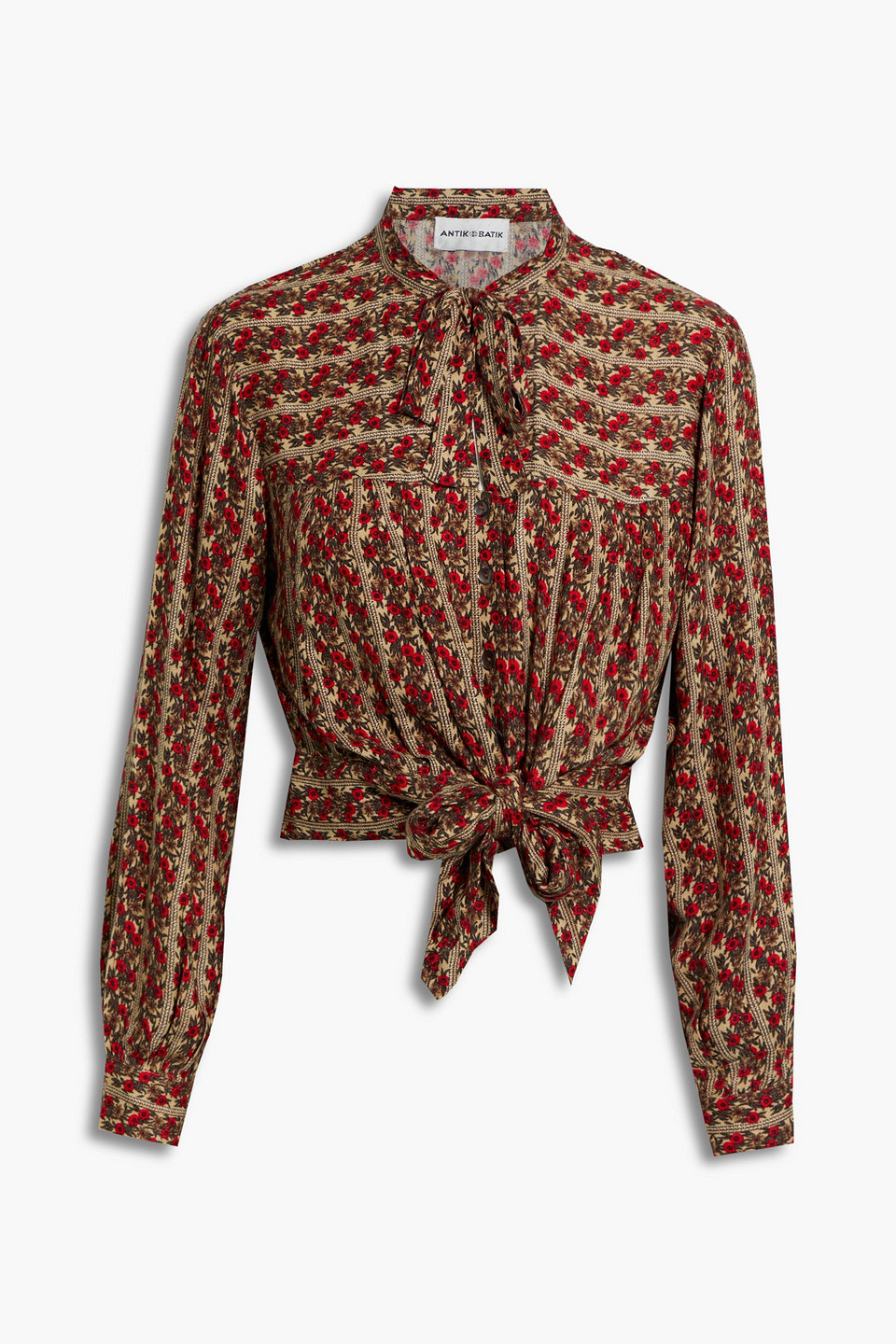 Antik Batik Mireille tie-front printed crepe blouse