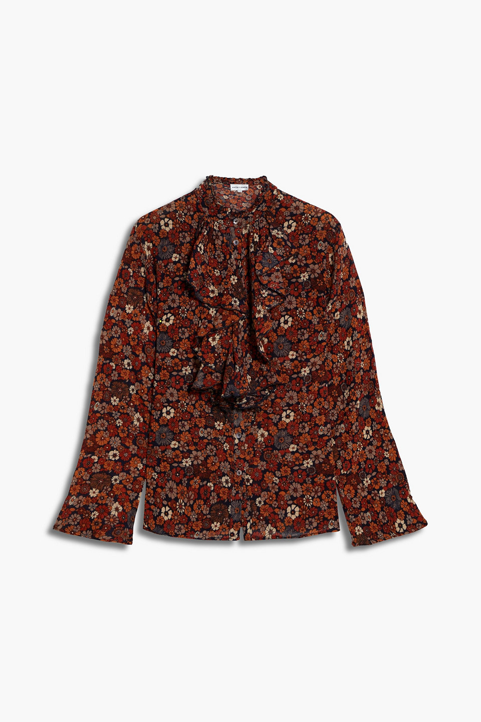 Antik Batik Paoli ruffled floral-print cotton-gauze shirt