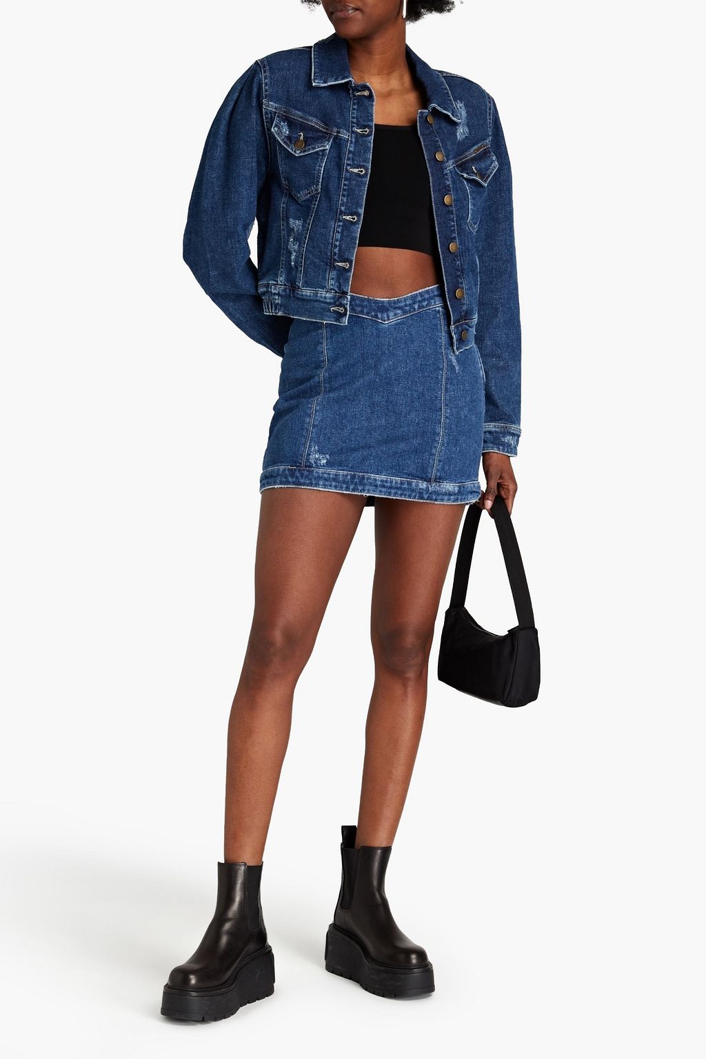 Mid denim Davis distressed denim mini 