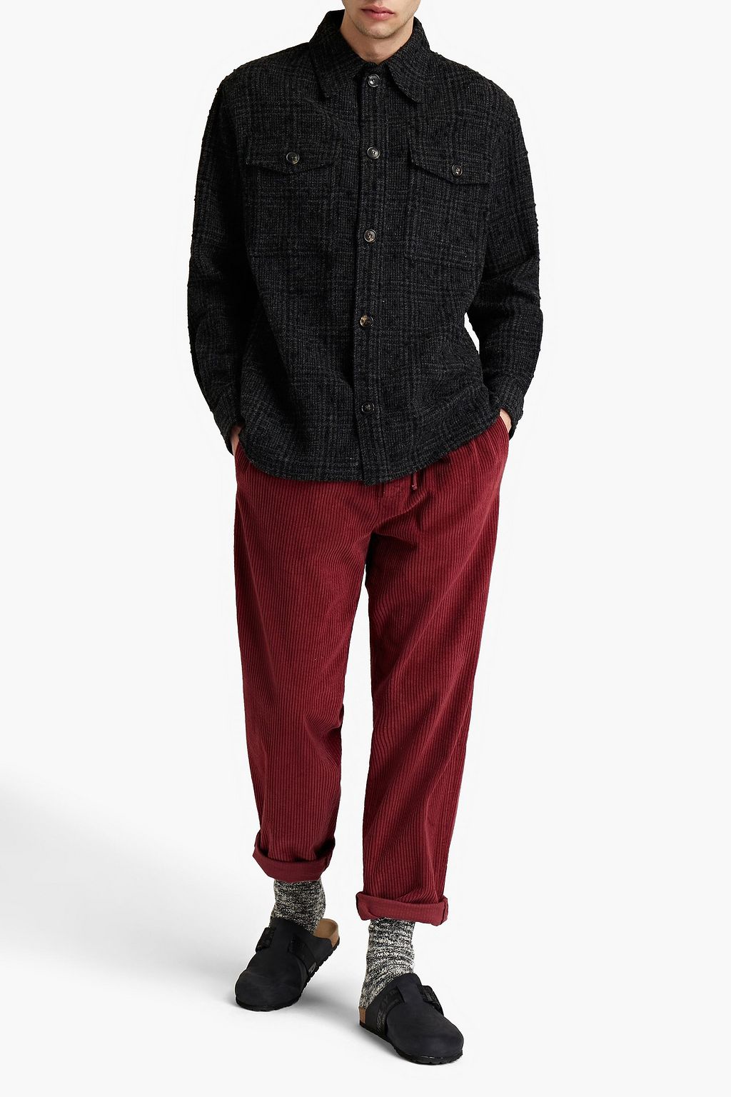 ISABEL MARANT Hoario checked wool-blend bouclé-tweed overshirt