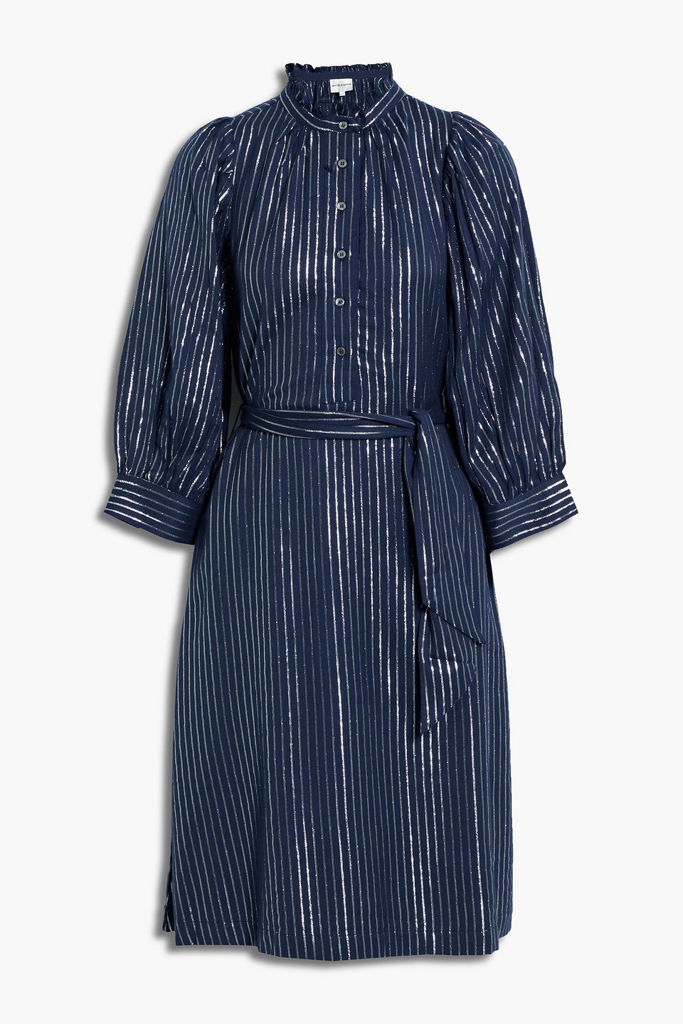 Antik Batik Meela metallic striped cotton and Lurex-blend twill dress
