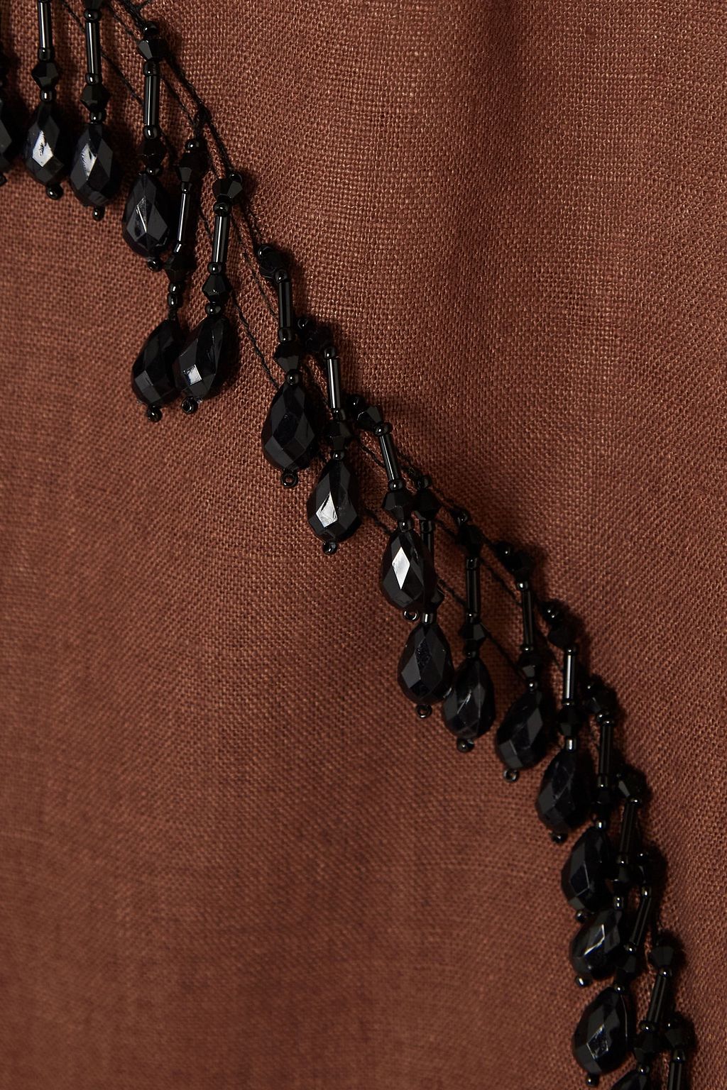 GANNI Bead-embellished cutout hemp maxi dress
