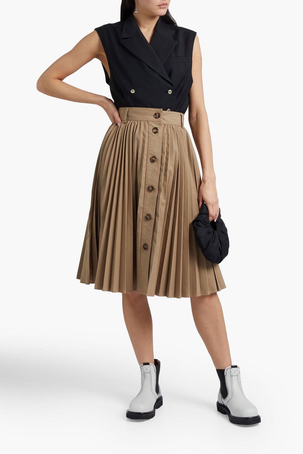 REDVALENTINO تنورة من الكانفاس مزينة بكسرات