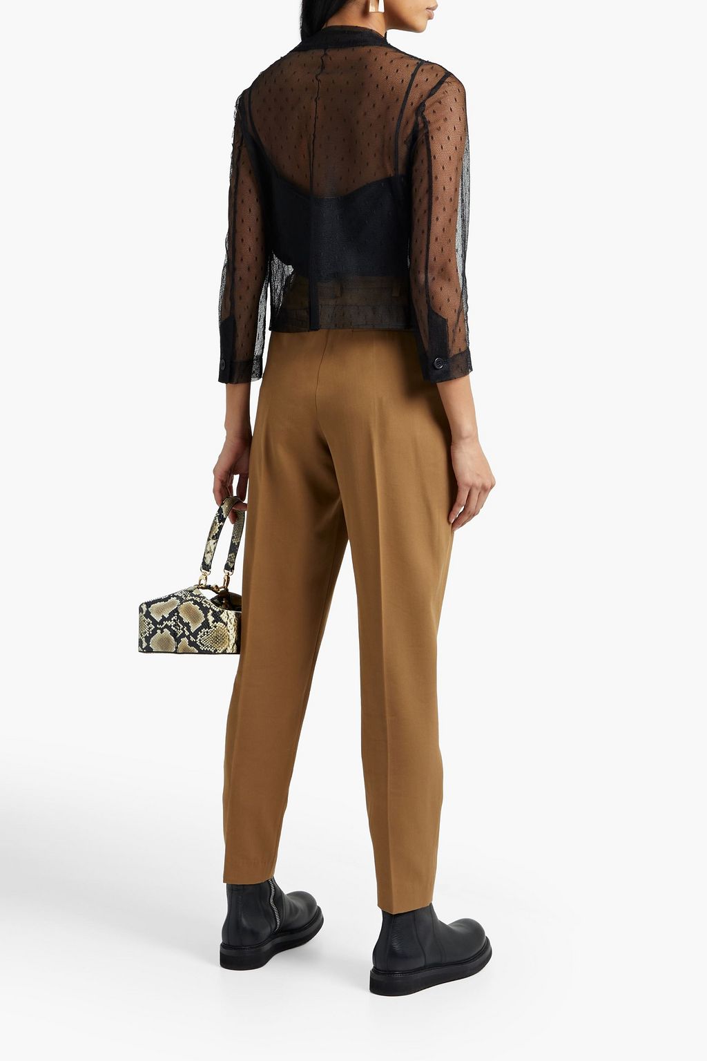 REDVALENTINO Pleated cotton and wool-blend twill tapered pants