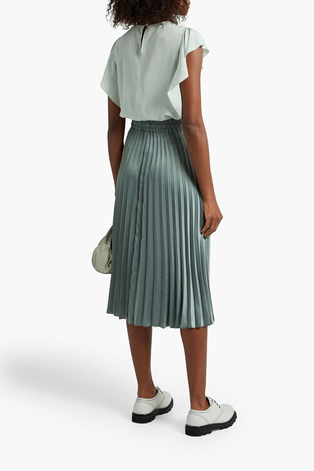 REDVALENTINO Ruffled silk-crepe top