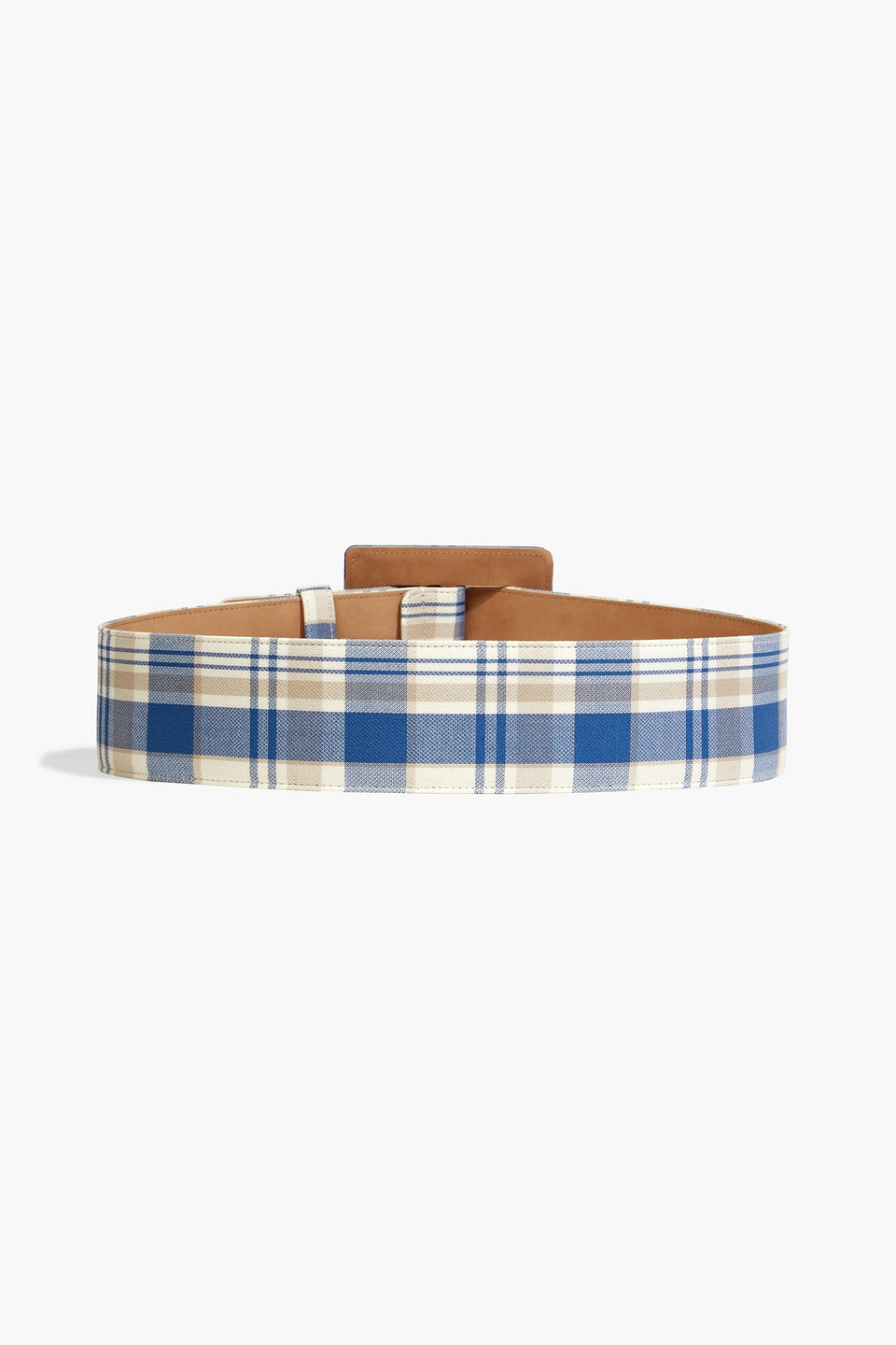 Carolina Herrera Checked Cotton-canvas Belt In Blue