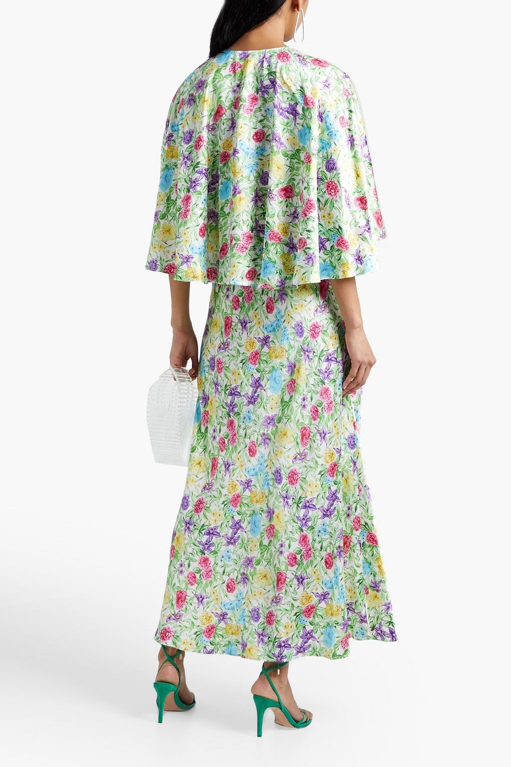 LES RÊVERIES Convertible floral-print silk-satin maxi dress