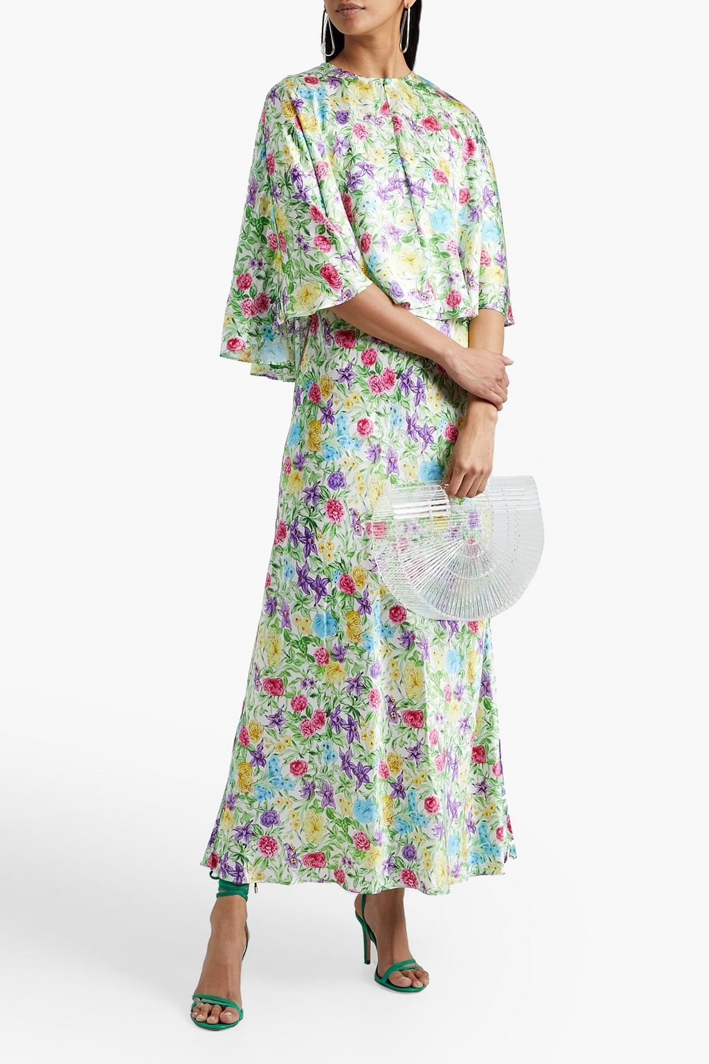 LES RÊVERIES Convertible floral-print silk-satin maxi dress
