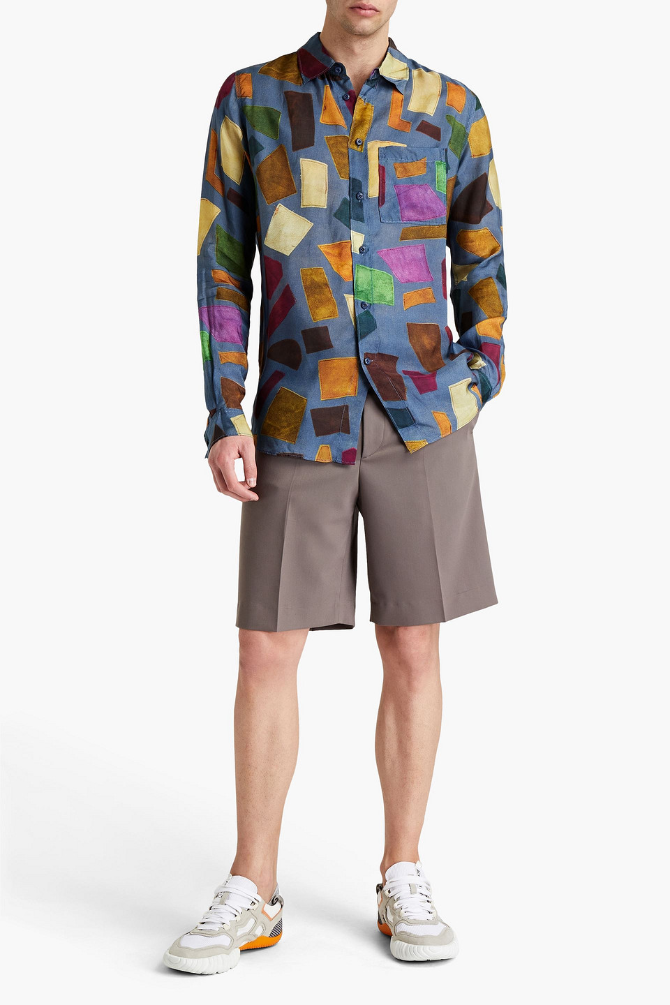 Acne Studios Blå Konst Man Printed Satin Shirt