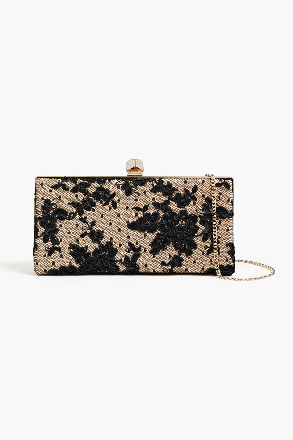 JIMMY CHOO Corded lace and point d’esprit box clutch
