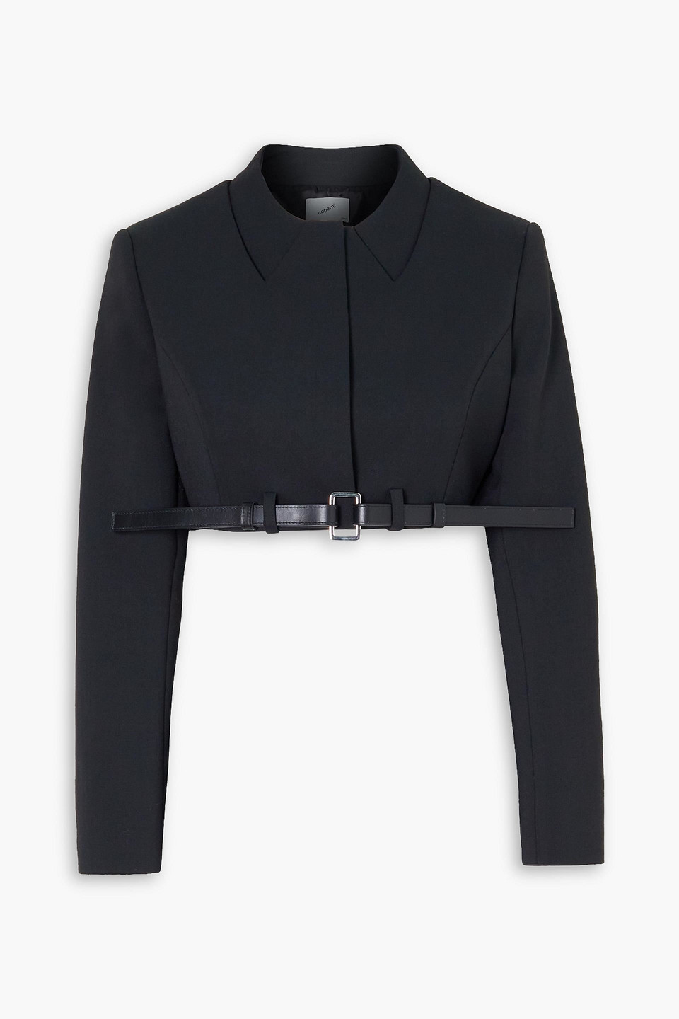 Coperni Cropped Belted Stretch-crepe Jacket In Black