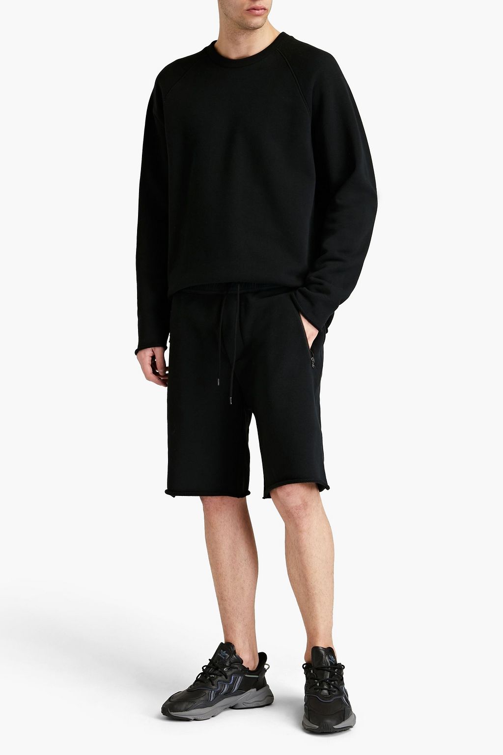 Y/OSEMITE Poplin-paneled French cotton-terry shorts