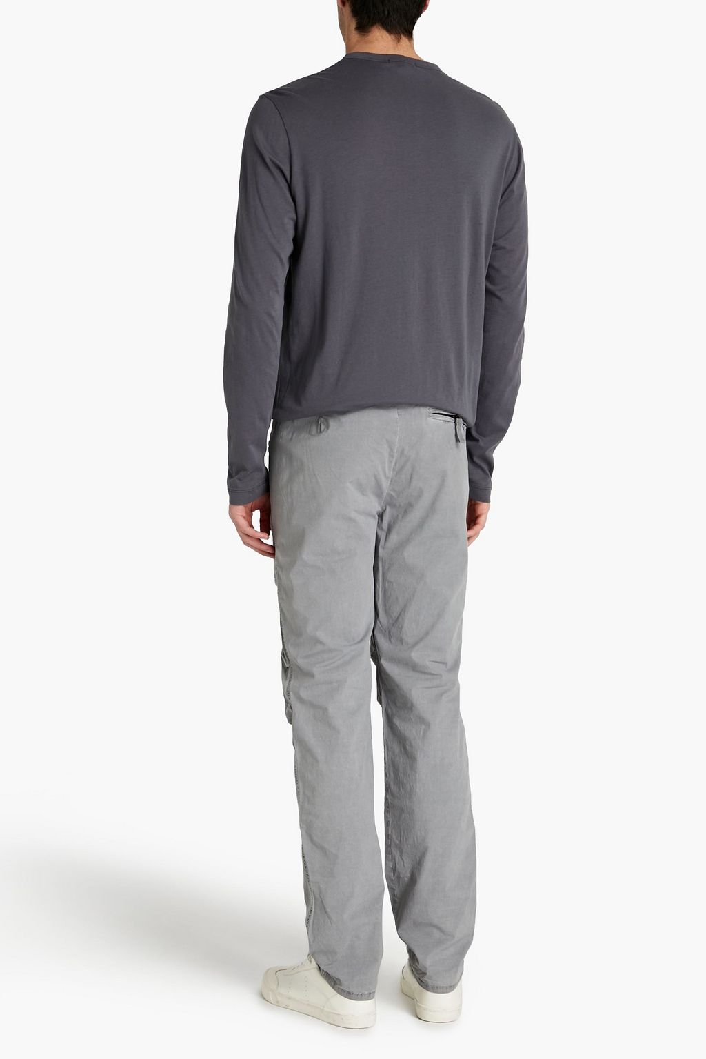 JAMES PERSE Slim-fit jersey-paneled stretch-cotton poplin pants