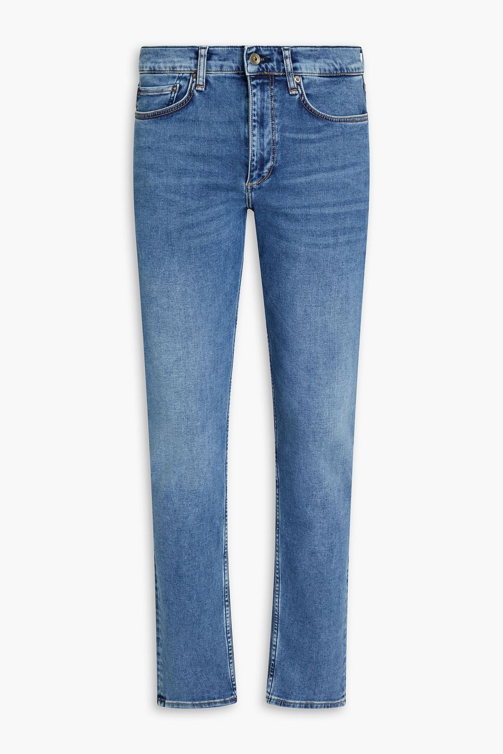 Mid denim Slim-fit faded denim jeans 