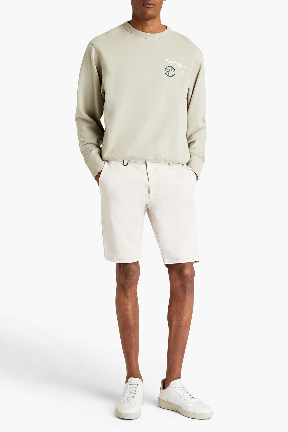 Rag & Bone Embroidered Organic Cotton-fleece Sweatshirt