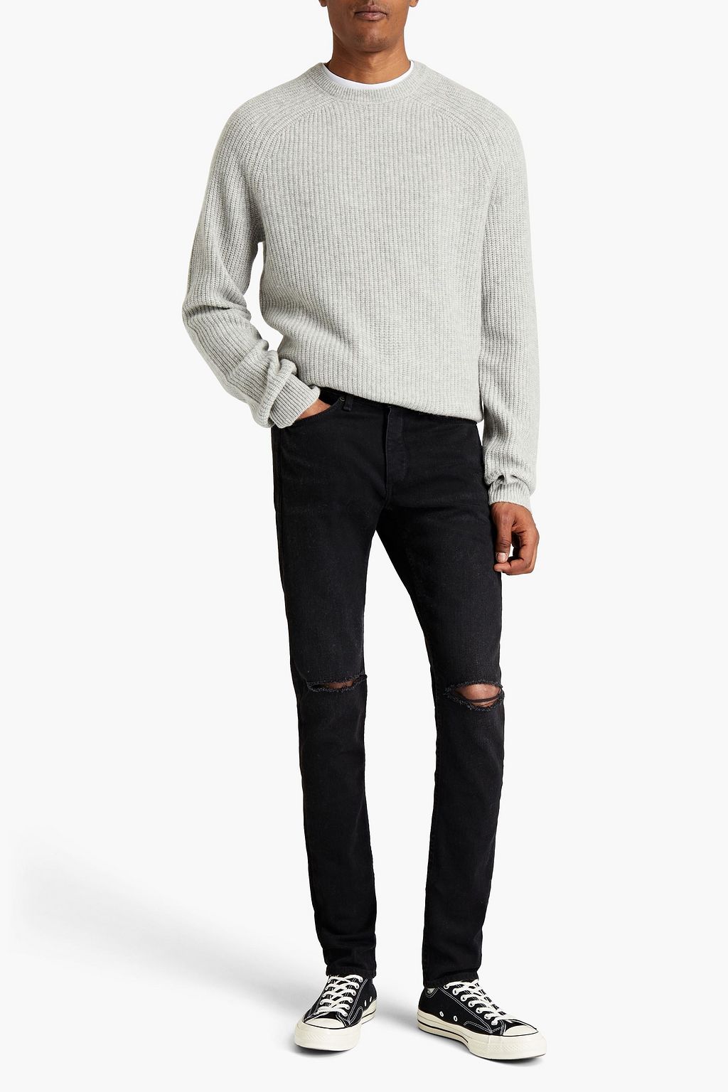 RAG & BONE Pierce mélange ribbed cashmere sweater