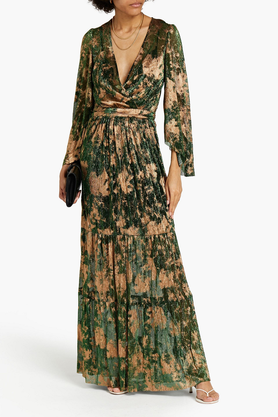 Ba&sh Wrap-effect Lamé Maxi Dress In Multi
