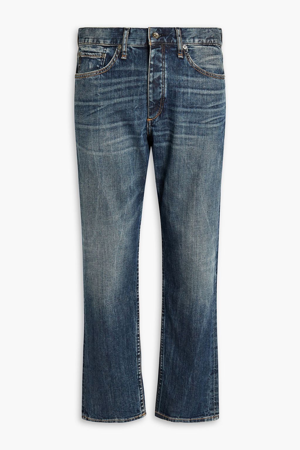 Mid denim Slim-fit faded denim jeans 