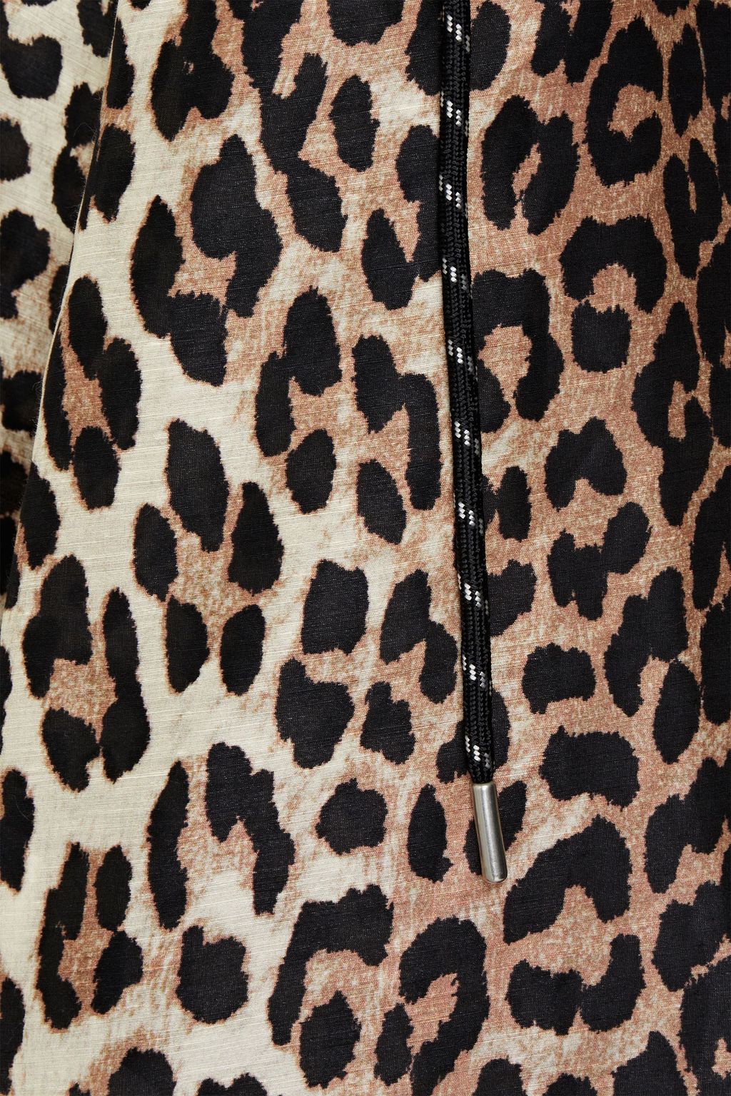 GANNI Leopard-print linen and silk-blend mini dress