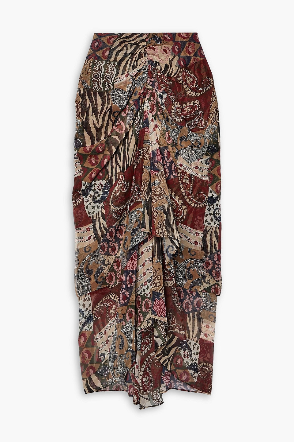 Veronica Beard - Sira draped printed silk-voile midi skirt - Multicolor - US 0