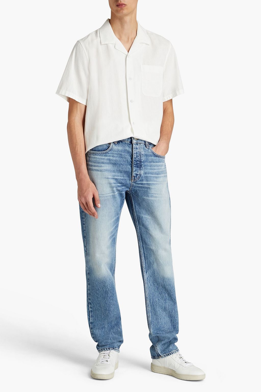 FRAME Faded whiskered denim jeans