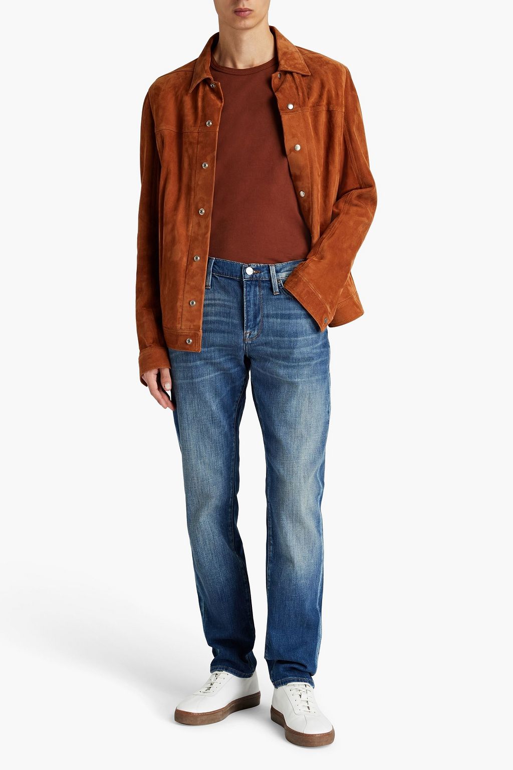 FRAME Slim-fit faded distressed denim jeans