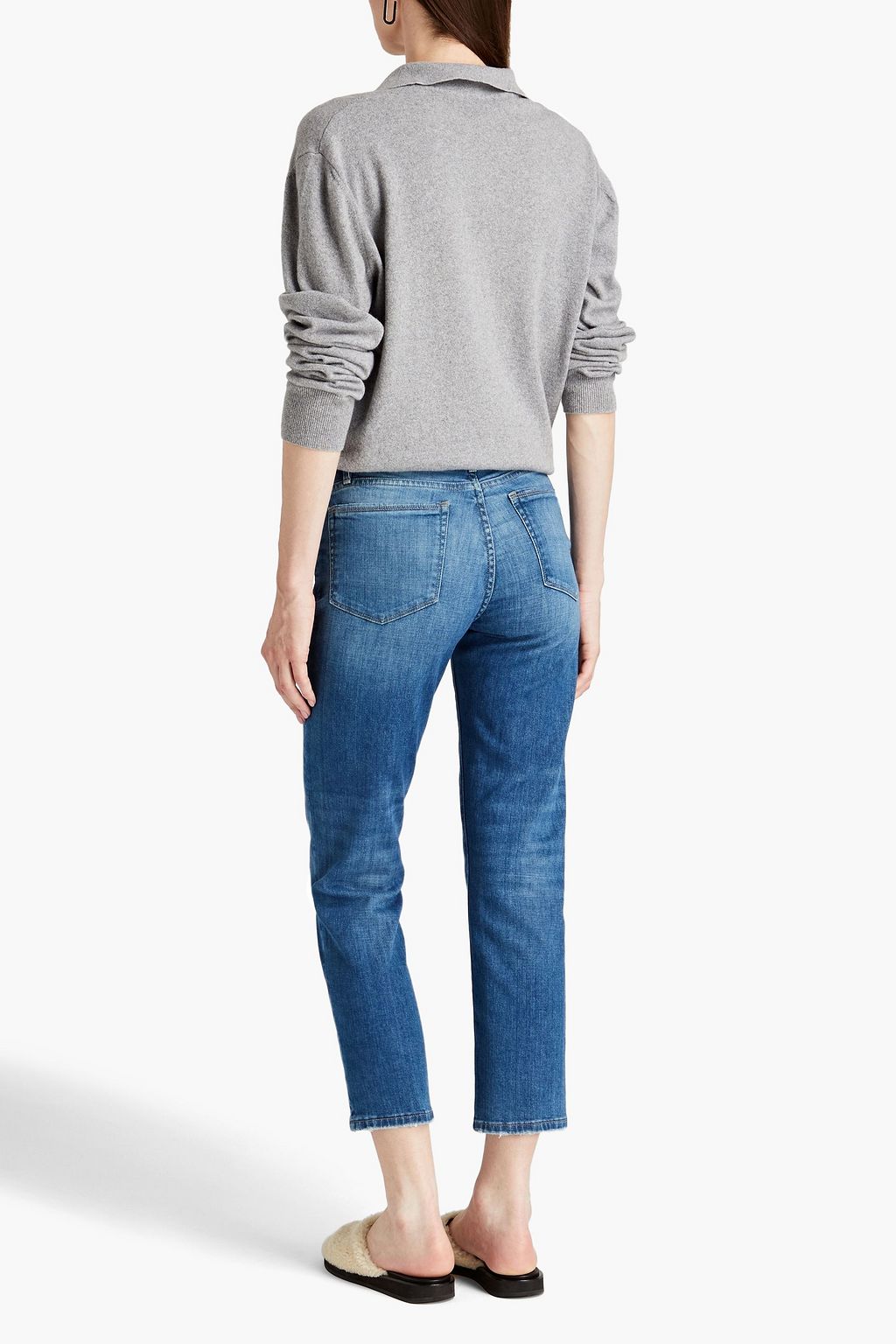FRAME Le Nouveau cropped faded high-rise straight-leg jeans