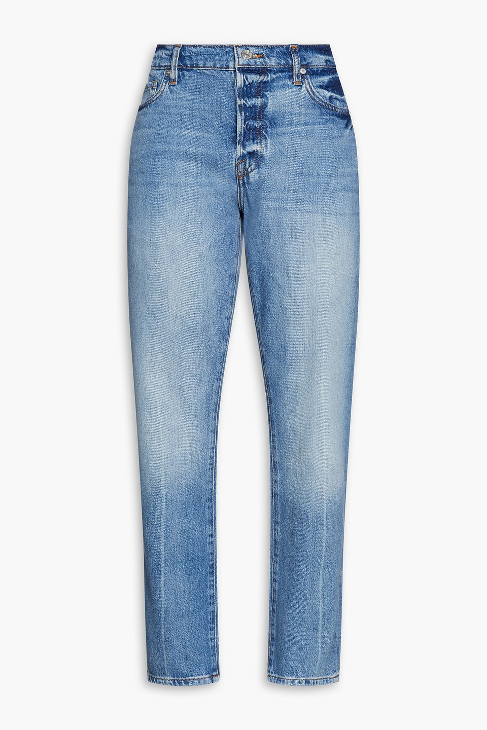 Frame Le Slouch High-rise Straight-leg Jeans In Mid Denim