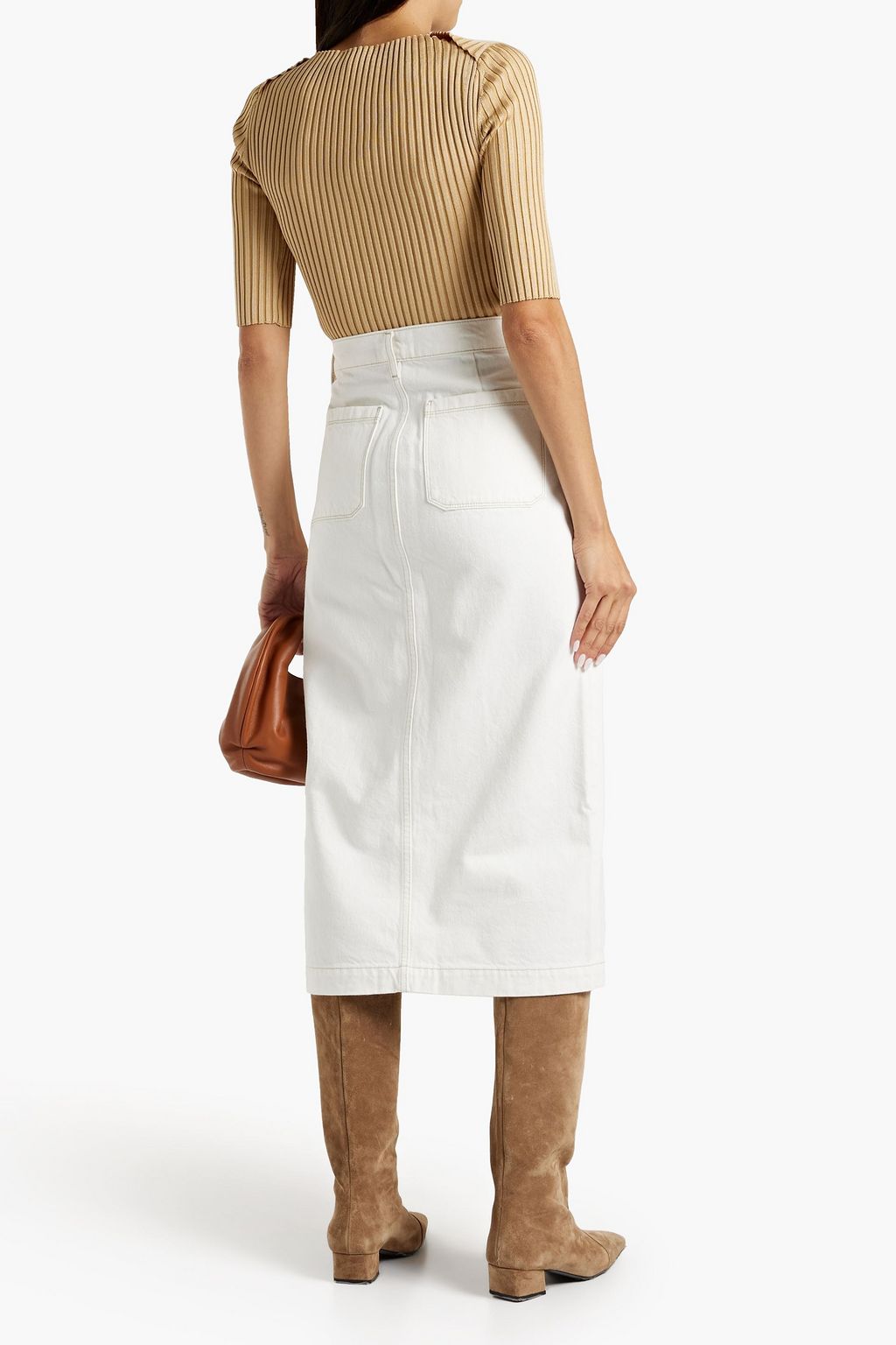 FRAME Le Bardot denim midi skirt THE