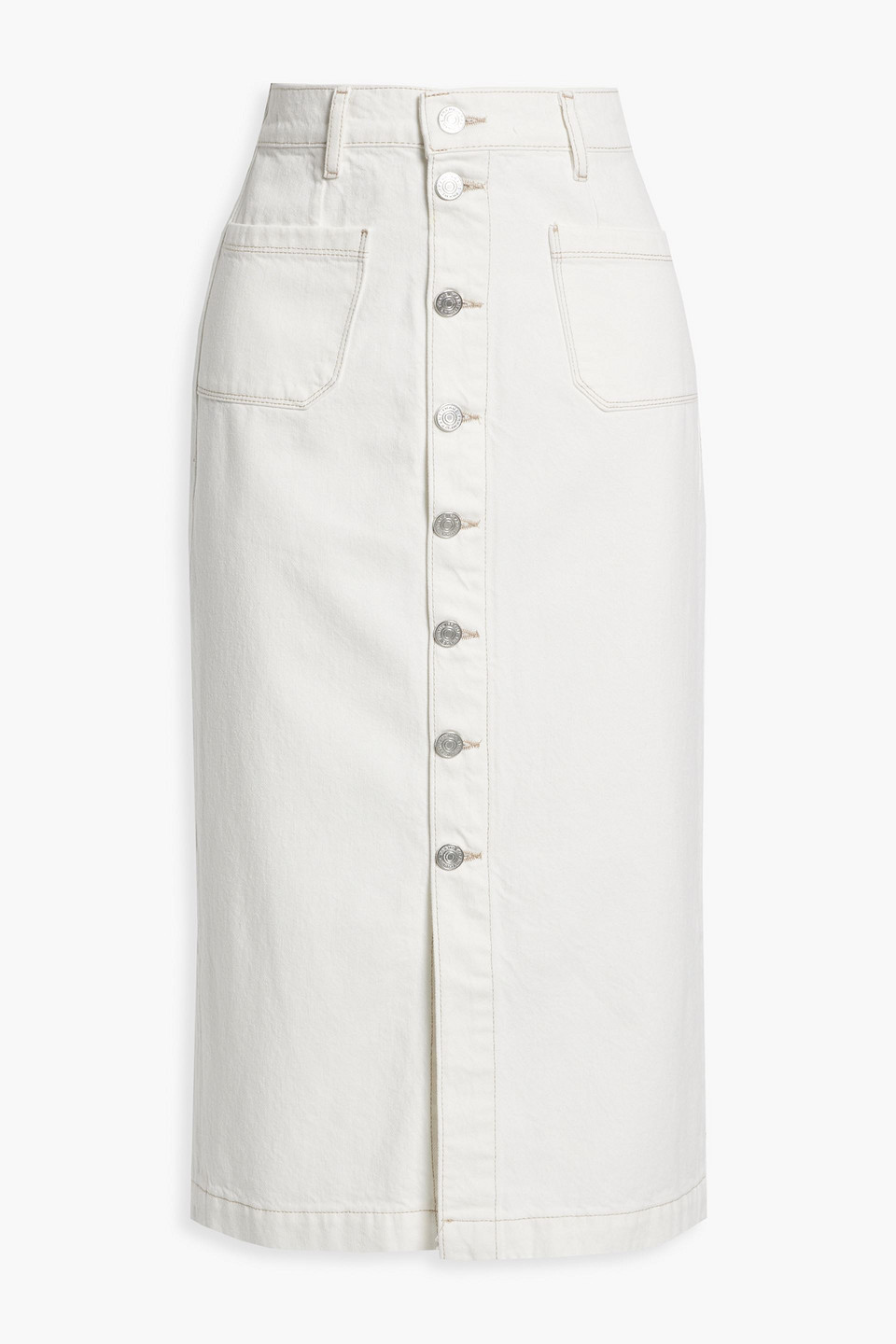 frame - le bardot denim midi skirt - white - 26