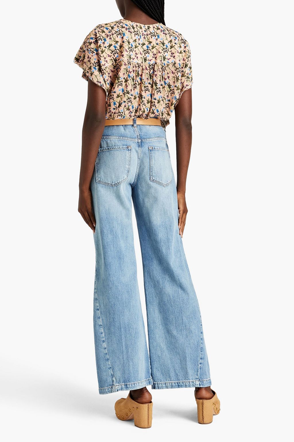 FRAME Le Baggy Palazzo faded high-rise wide-leg jeans | THE OUTNET