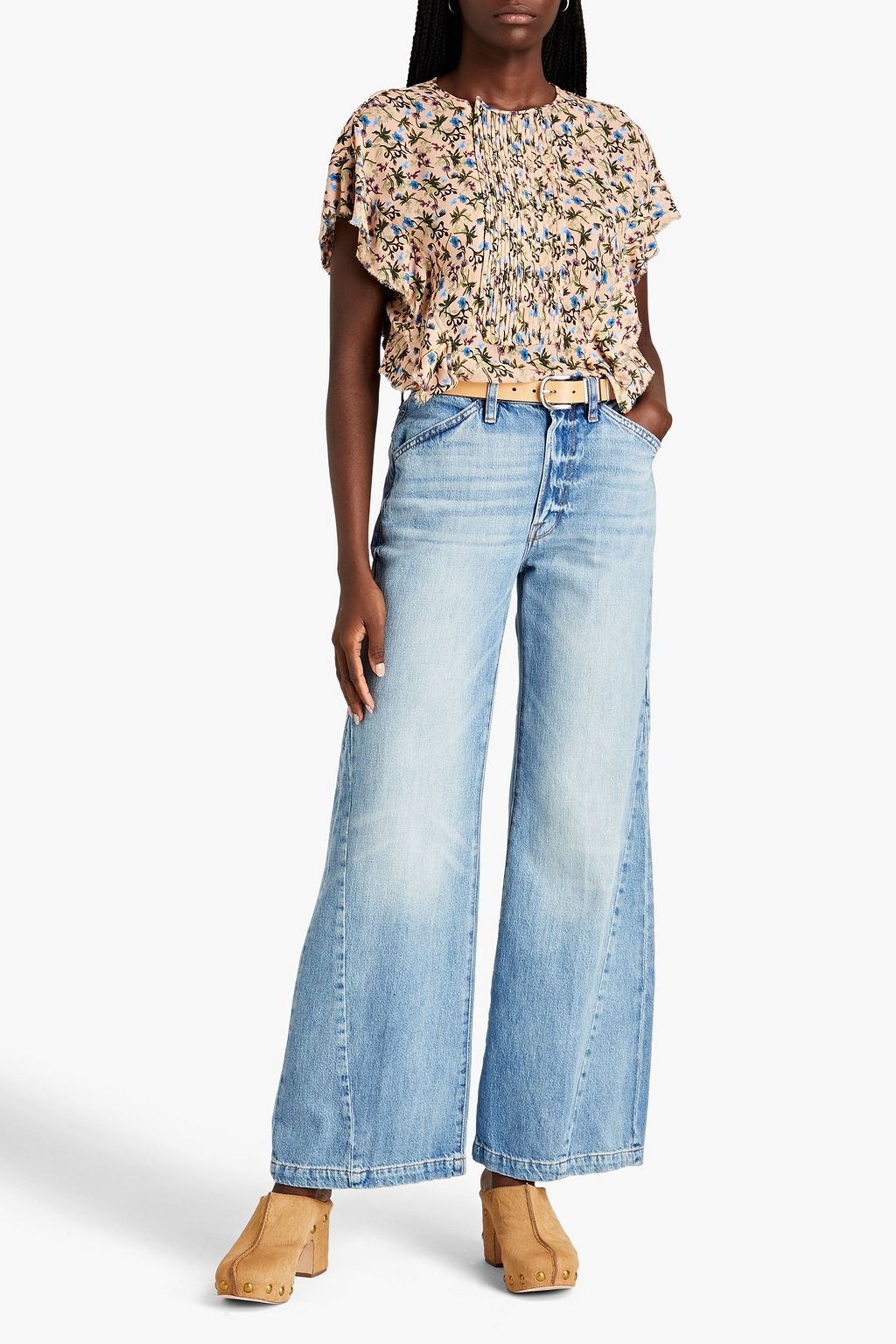 FRAME Le Baggy Palazzo faded high-rise wide-leg jeans | THE OUTNET