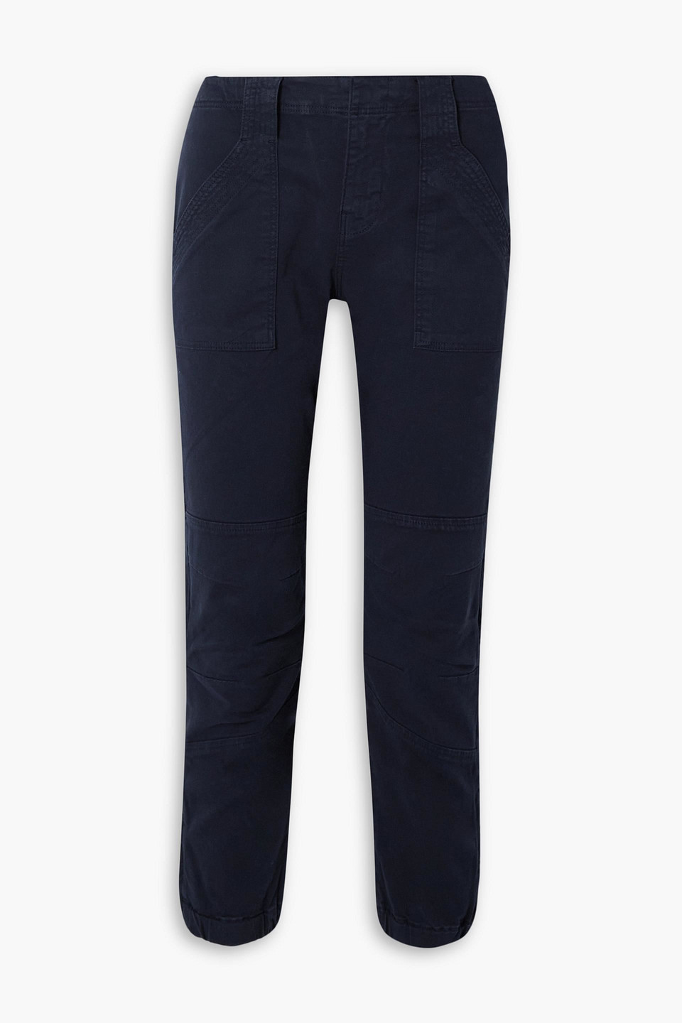 Frame Paneled Stretch-cotton Twill Tapered Pants In Navy