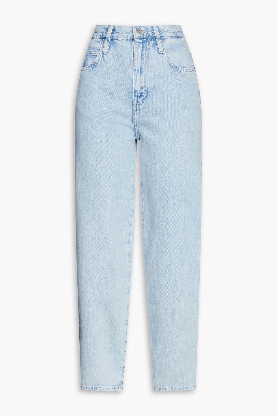 Frame Cropped High-rise Tapered Jeans In Light Denim