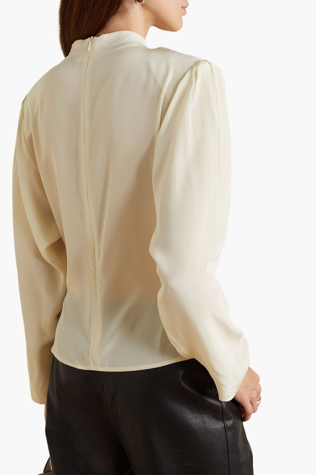 ENVELOPE1976 Jet ruched silk crepe de chine top