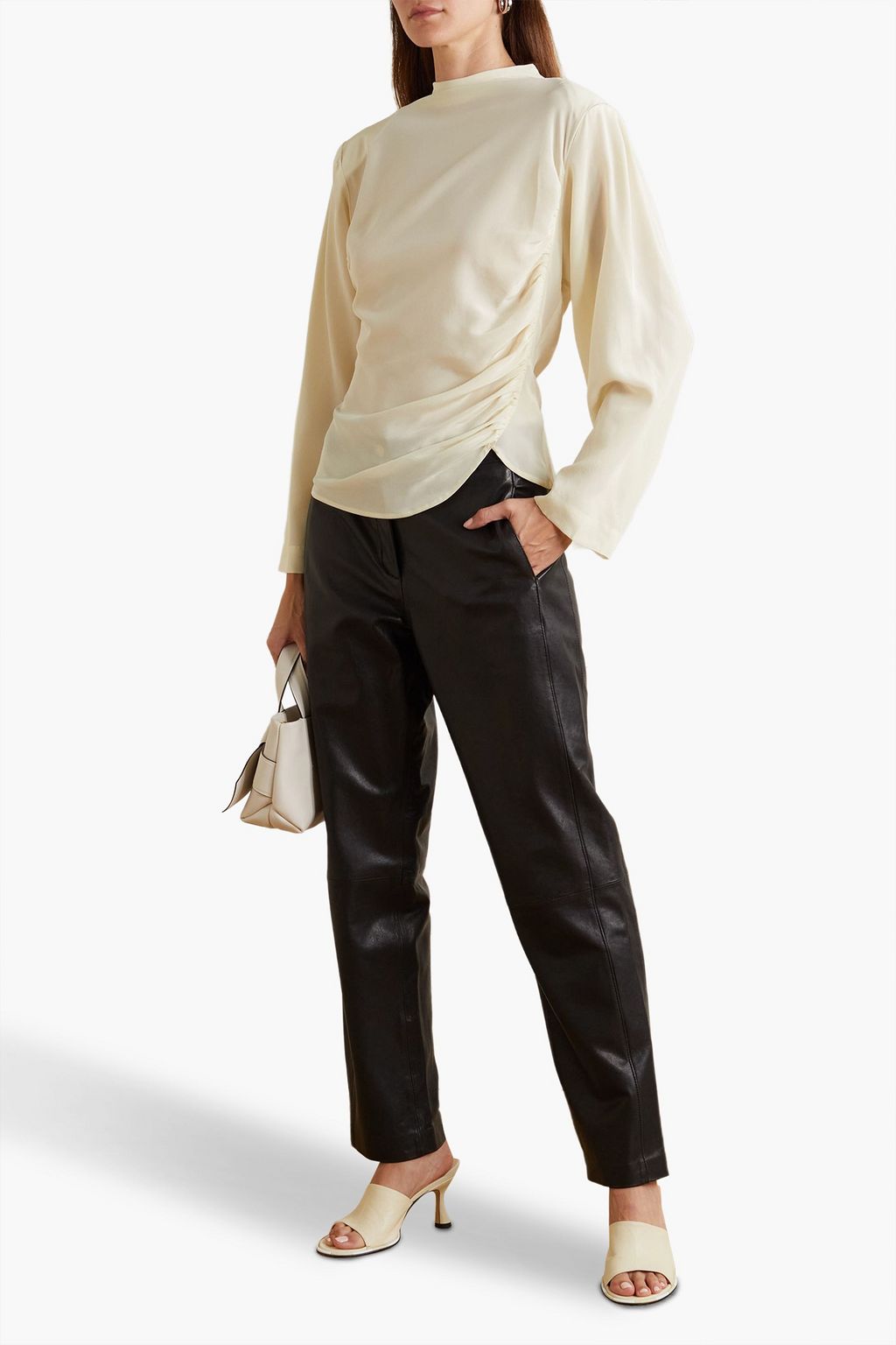 ENVELOPE1976 Jet ruched silk crepe de chine top