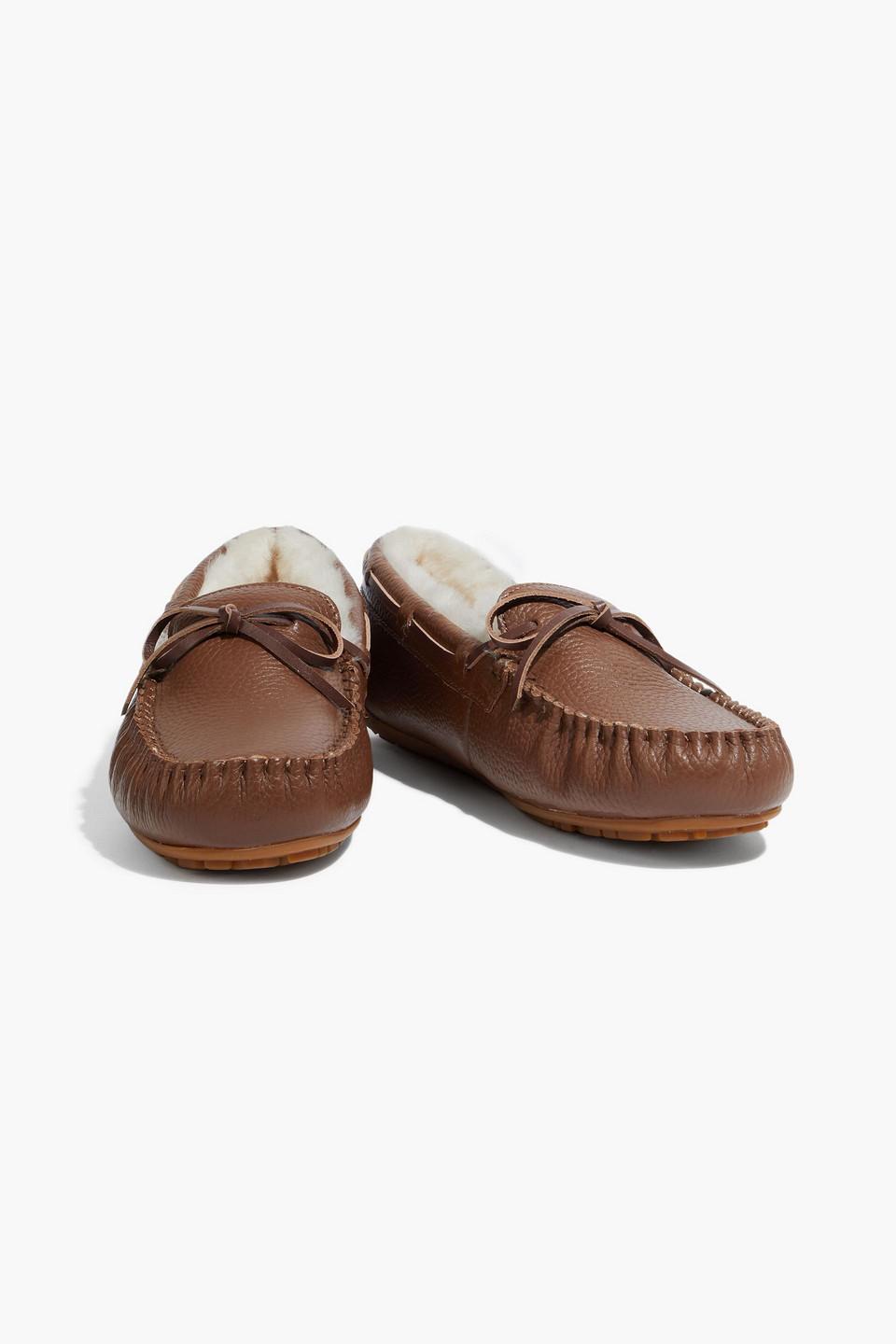 Australia Luxe Collective Shearling-lined Pebbled-leather Slippers In Brown