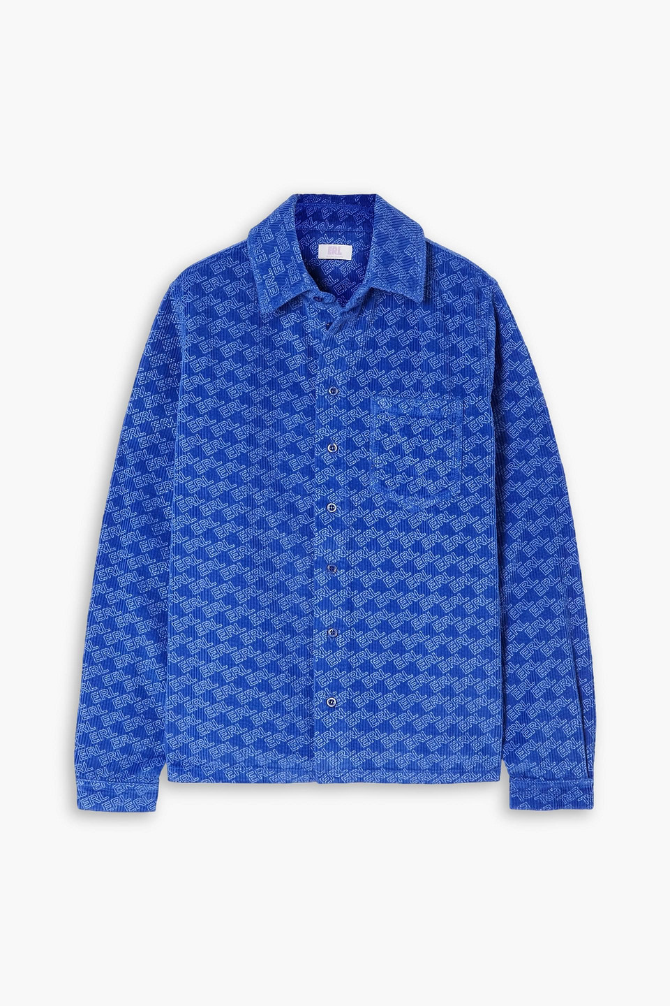 Erl Printed Cotton-corduroy Shirt In Royal Blue