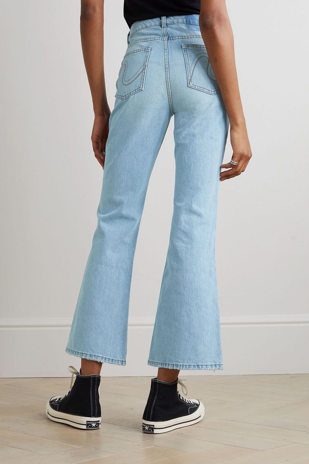 ERL Distressed high-rise flared jeans